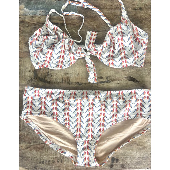 J. Crew Other - J. Crew Swim Bird Print Two Piece Swim Suit